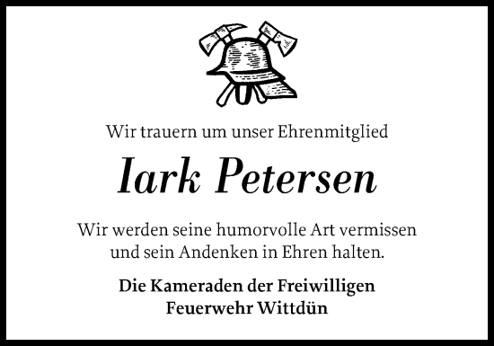 Traueranzeige von Lark Petersen von Der Insel-Bote