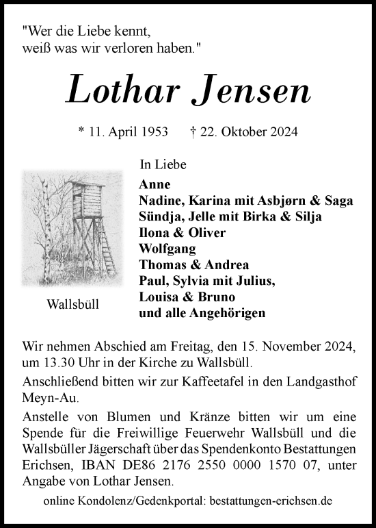 Traueranzeige von Lothar Jensen von Flensburger Tageblatt