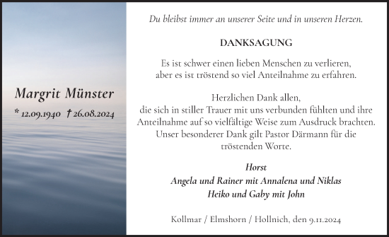 Traueranzeige von Margrit Münster von Elmshorner Nachrichten, Barmstedter Zeitung