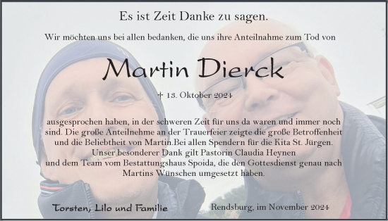 Traueranzeige von Martin Dierck von Schleswig-Holsteinische Landeszeitung