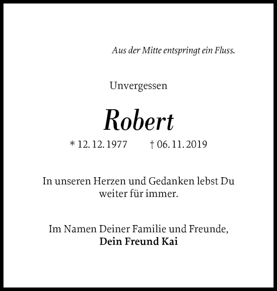 Traueranzeige von Robert  von Holsteinischer Courier