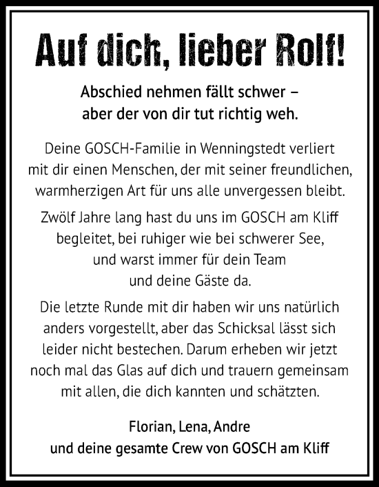 Traueranzeige von Rolf  von Sylter Rundschau