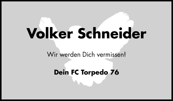 Traueranzeige von Volker Schneider von Holsteinischer Courier