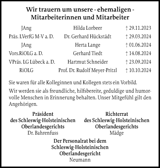 Traueranzeige von Wir trauern  von Schleswiger Nachrichten, Schlei-Bote