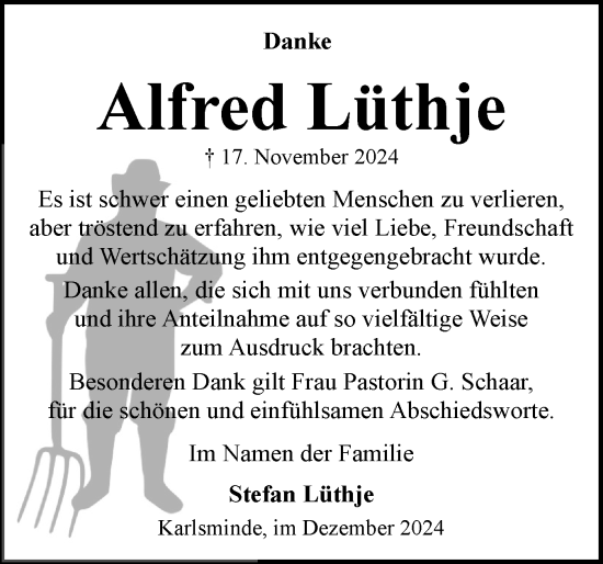Traueranzeige von Alfred Lüthje von Eckernförder Zeitung, Hallo Eckernförde
