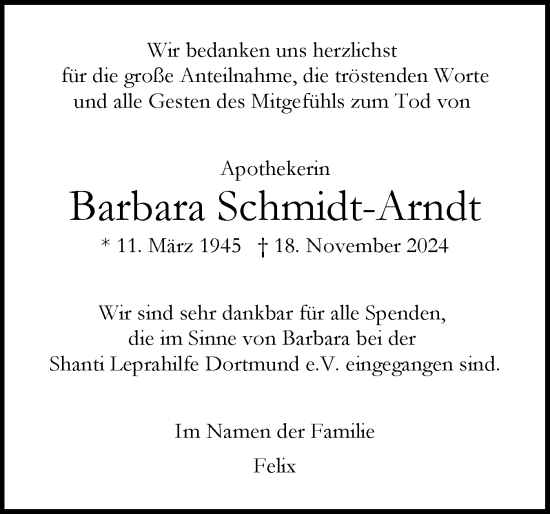 Traueranzeige von Barbara Schmidt-Arndt von Region Pinneberg und tip Pinneberg