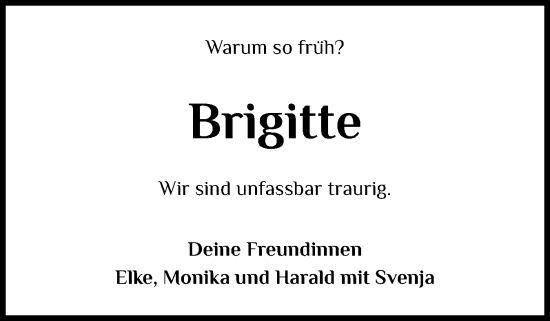 Traueranzeige von Brigitte Christine Koller von Der Insel-Bote
