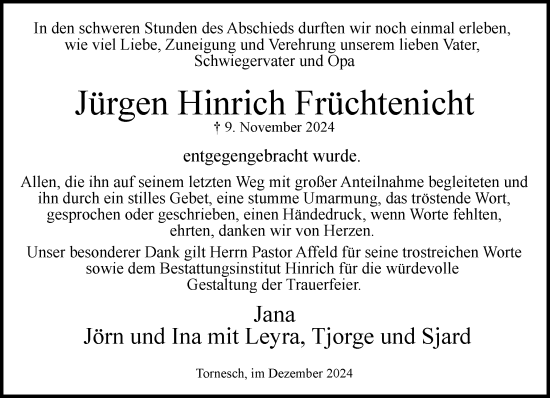 Traueranzeige von Jürgen Hinrich Früchtenicht von Region Pinneberg und tip Pinneberg