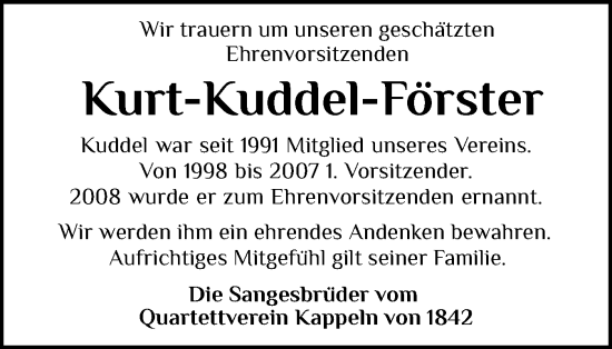 Traueranzeige von Kurt Förster von Schleswiger Nachrichten, Schlei-Bote