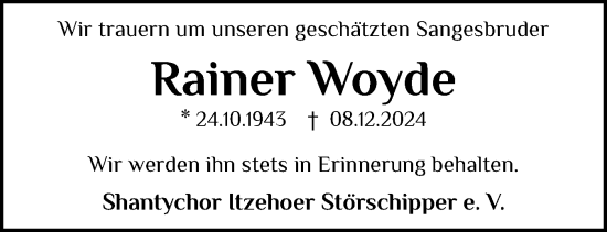 Traueranzeige von Rainer Woyde von Norddeutsche Rundschau, Wilstersche Zeitung, Glückstädter Fortuna