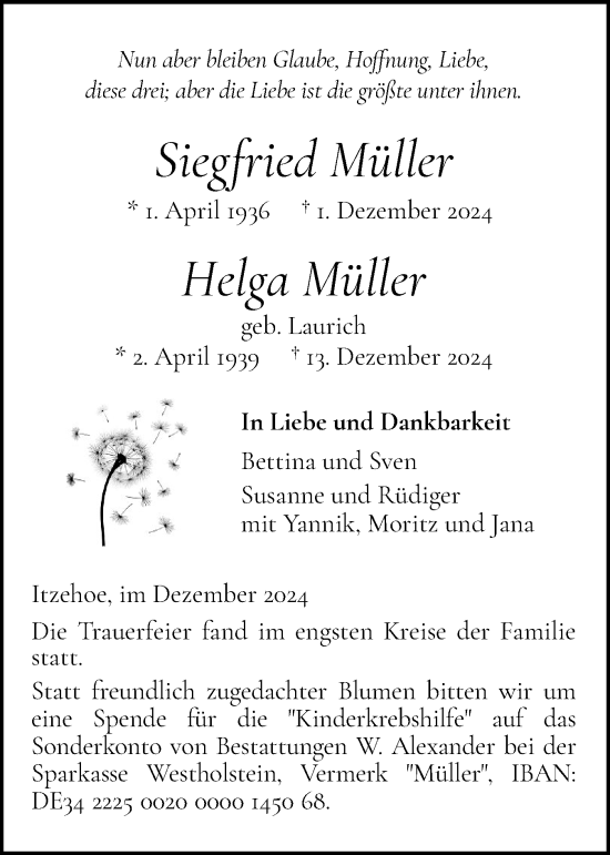 Traueranzeige von Siegfried Müller von Norddeutsche Rundschau, Wilstersche Zeitung, Glückstädter Fortuna