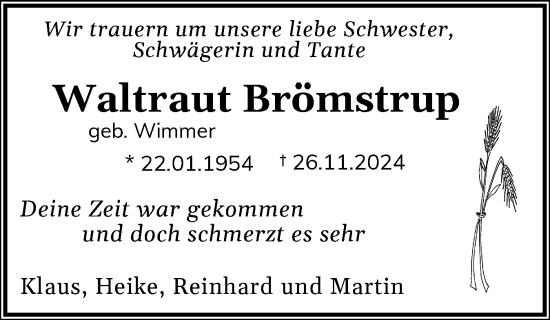 Traueranzeige von Waltraut Brömstrup von Eckernförder Zeitung, Hallo Eckernförde