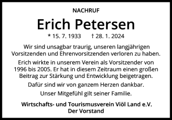 Traueranzeige von Erich Petersen von Husumer Nachrichten