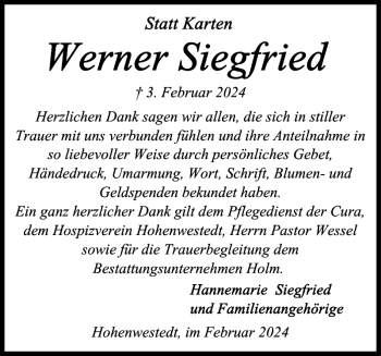 Traueranzeige von Hohenwestedt im von Landeszeitung