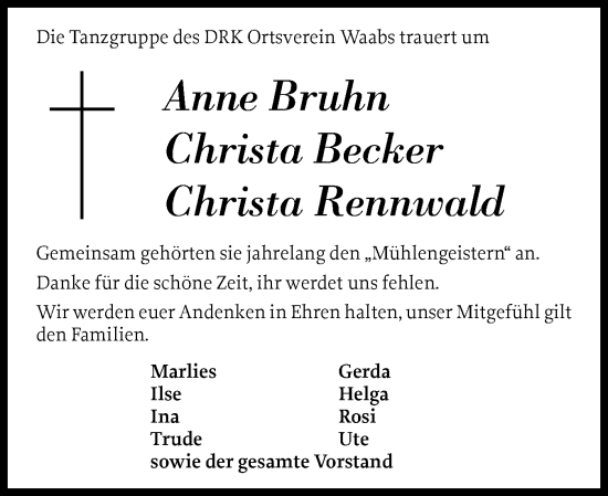 Traueranzeige von Christa Becker von Eckernförder Zeitung, Hallo Eckernförde