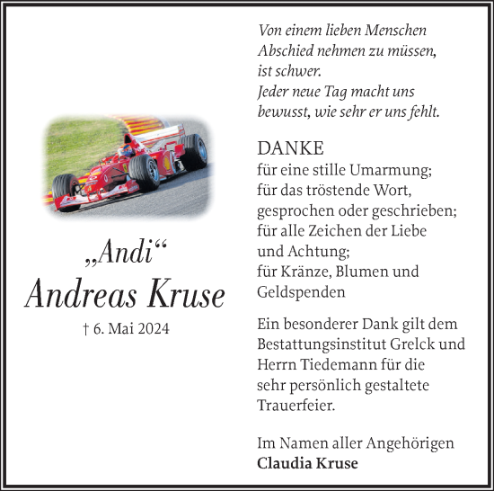 Traueranzeige von Andreas Kruse von Uetersener Nachrichten, Der tip am Wochenende