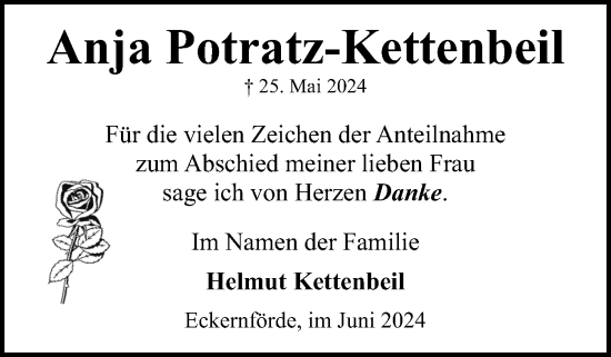 Traueranzeige von Anja Potratz-Kettenbeil von Eckernförder Zeitung, Hallo Eckernförde