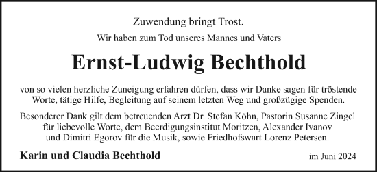 Traueranzeige von Ernst-Ludwig Bechthold von Sylter Rundschau