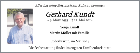Traueranzeige von Gerhard Kundt von Der Insel-Bote