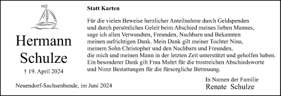 Traueranzeige von Hermann Schulze von Norddeutsche Rundschau, Wilstersche Zeitung, Glückstädter Fortuna