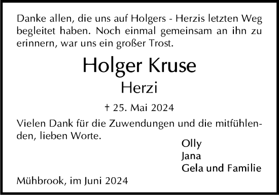 Traueranzeige von Holger Kruse von Holsteinischer Courier