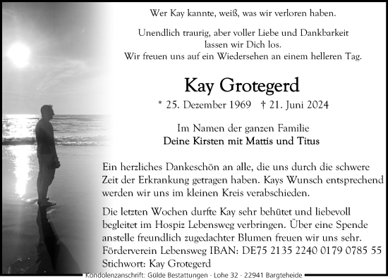 Traueranzeige von Kay Grotegerd von Stormaner Tageblatt