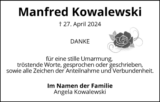 Traueranzeige von Manfred Kowalewski von Schleswiger Nachrichten, Schlei-Bote