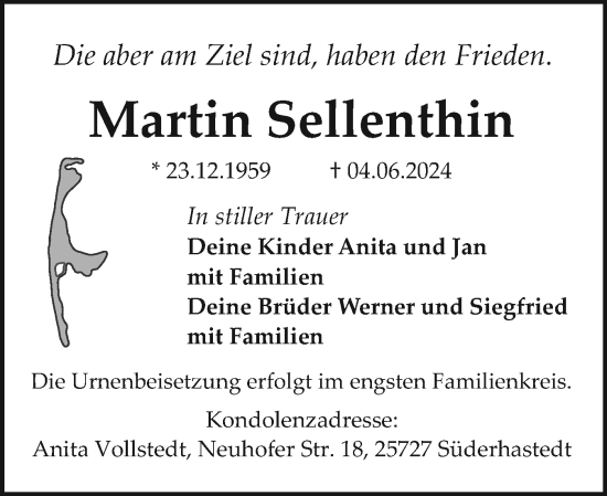 Traueranzeige von Martin Sellenthin von Sylter Rundschau