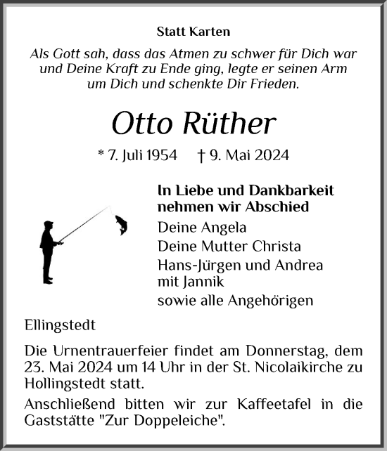 Traueranzeige von Otto Rüther von Schleswiger Nachrichten, Schlei-Bote