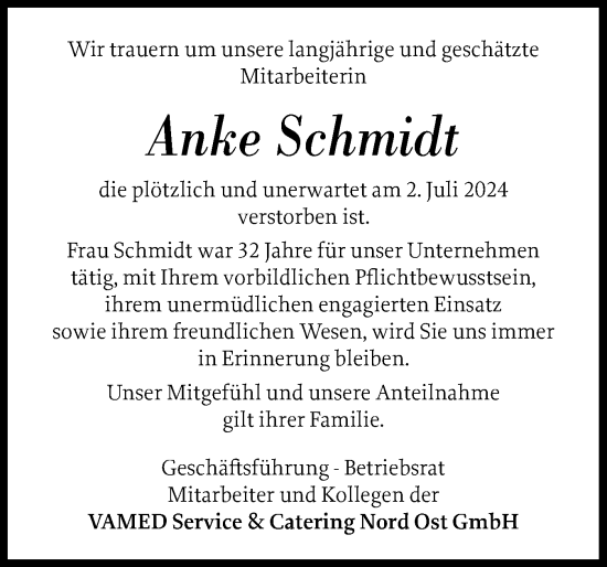 Traueranzeige von Anke Schmidt von Eckernförder Zeitung, Hallo Eckernförde