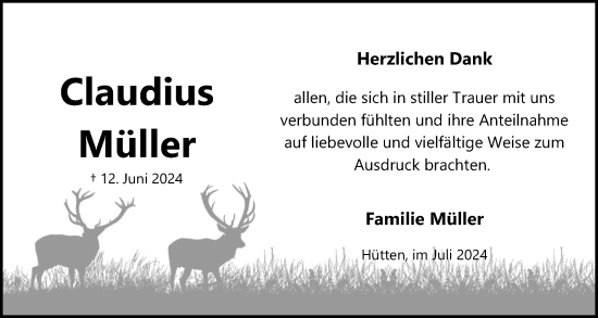 Traueranzeige von Claudius Müller von Eckernförder Zeitung, Hallo Eckernförde