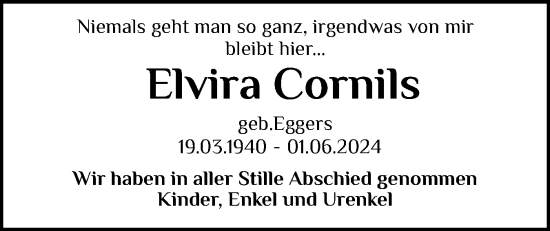 Traueranzeige von Elvira Cornils von Flensburger Tageblatt