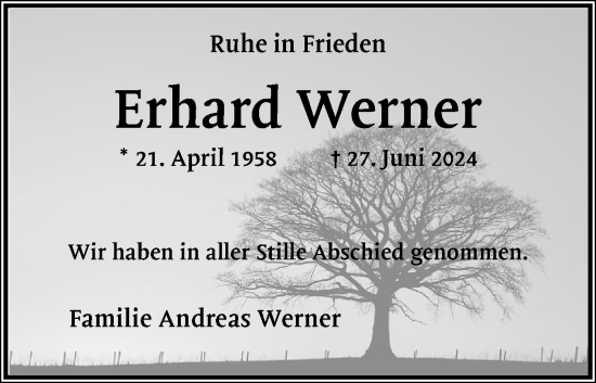 Traueranzeige von Erhard Werner von Eckernförder Zeitung, Hallo Eckernförde