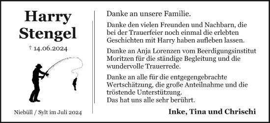Traueranzeige von Harry Stengel von Sylter Rundschau