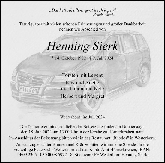 Traueranzeige von Henning Sierk von Region Steinburg-Elmshorn