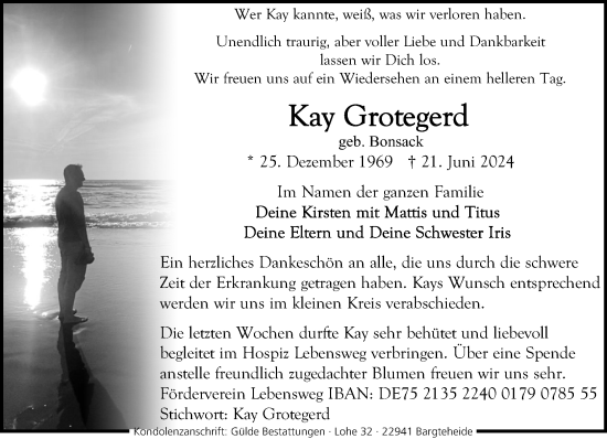 Traueranzeige von Kay Grotegerd von Stormaner Tageblatt
