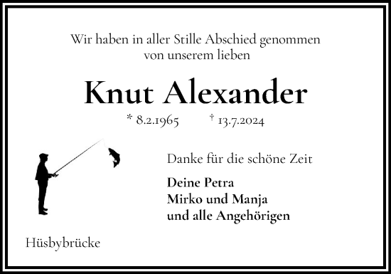 Traueranzeige von Knut Alexander von Schleswiger Nachrichten, Schlei-Bote