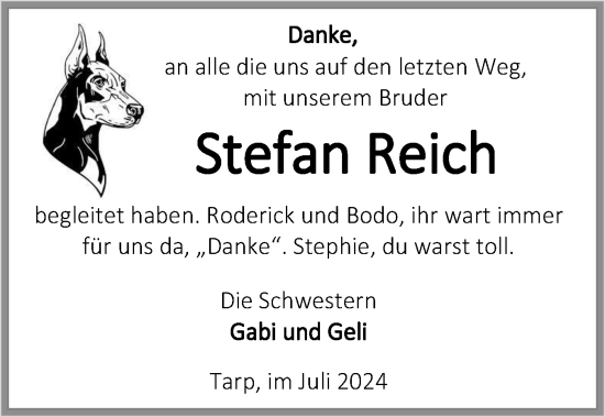 Traueranzeige von Stefan Reich von Flensburger Tageblatt