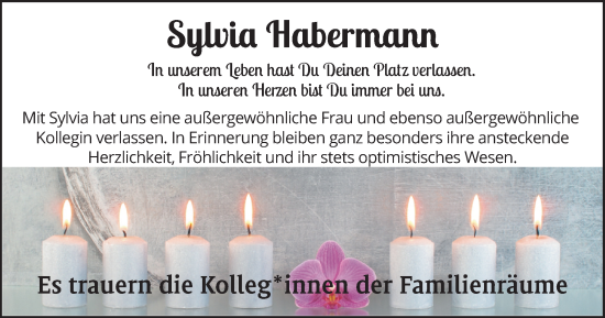 Traueranzeige von Sylvia Habermann von Region Pinneberg und tip Pinneberg