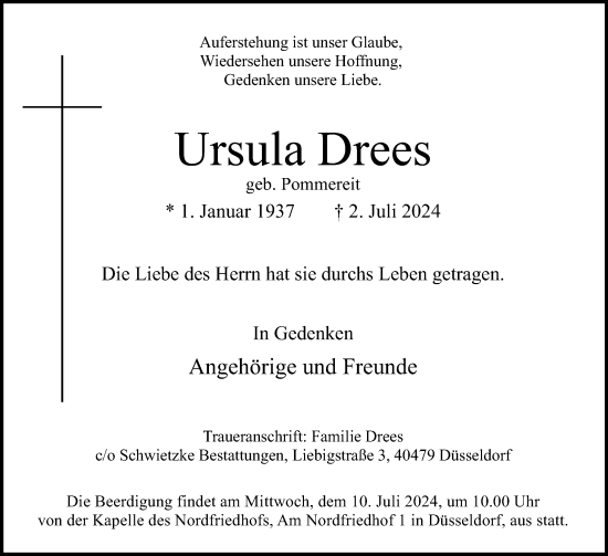 Traueranzeige von Ursula Drees von Ostholsteiner Anzeiger