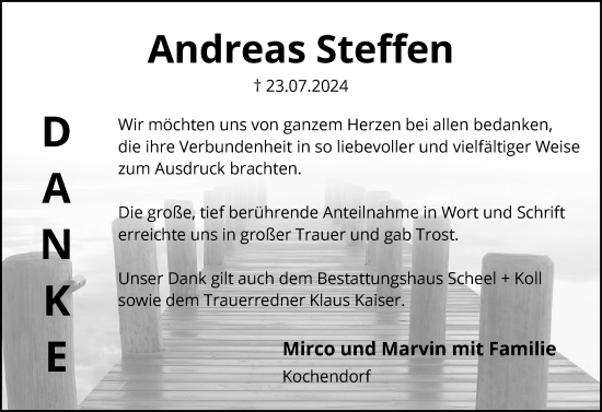 Traueranzeige von Andreas Steffen von Eckernförder Zeitung, Hallo Eckernförde