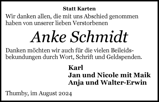 Traueranzeige von Anke Schmidt von Eckernförder Zeitung, Hallo Eckernförde