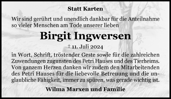 Traueranzeige von Birgit Ingwersen von Schleswiger Nachrichten, Schlei-Bote