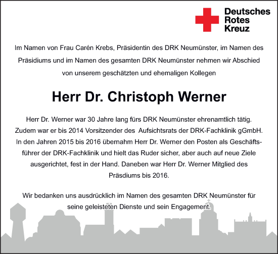 Traueranzeige von Christoph Werner von Holsteinischer Courier