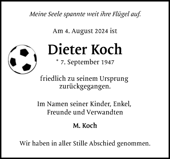 Traueranzeige von Dieter Koch von Region Pinneberg und tip Pinneberg