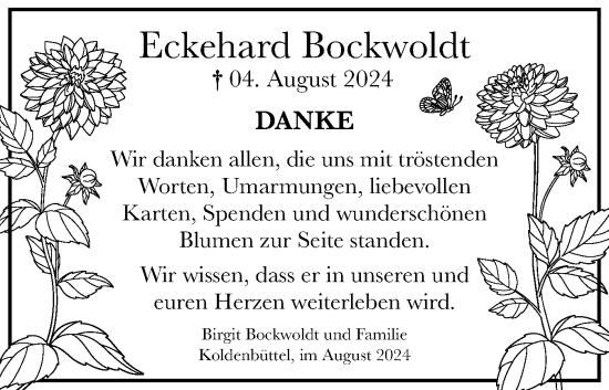 Traueranzeige von Eckehard Bockwoldt von Husumer Nachrichten, Nordfriesland Tageblatt