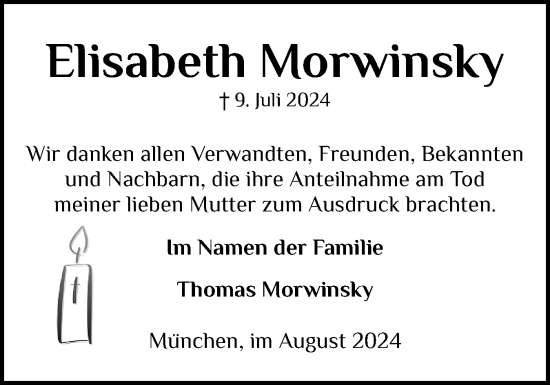 Traueranzeige von Elisabeth Morwinsky von Eckernförder Zeitung, Hallo Eckernförde