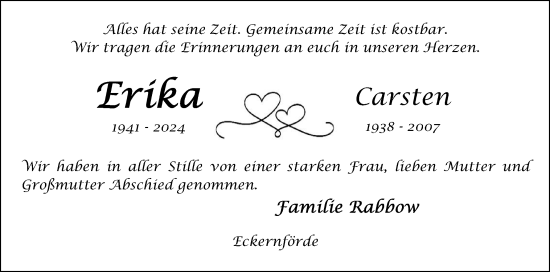 Traueranzeige von Erika  von Eckernförder Zeitung, Hallo Eckernförde