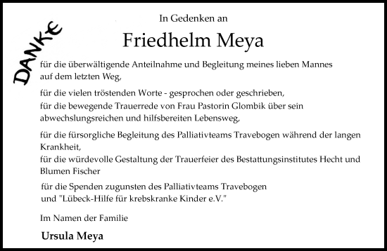 Traueranzeige von Friedhelm Meya von Stormaner Tageblatt