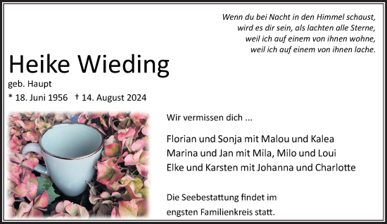 Traueranzeige von Heike Wieding von Stormaner Tageblatt